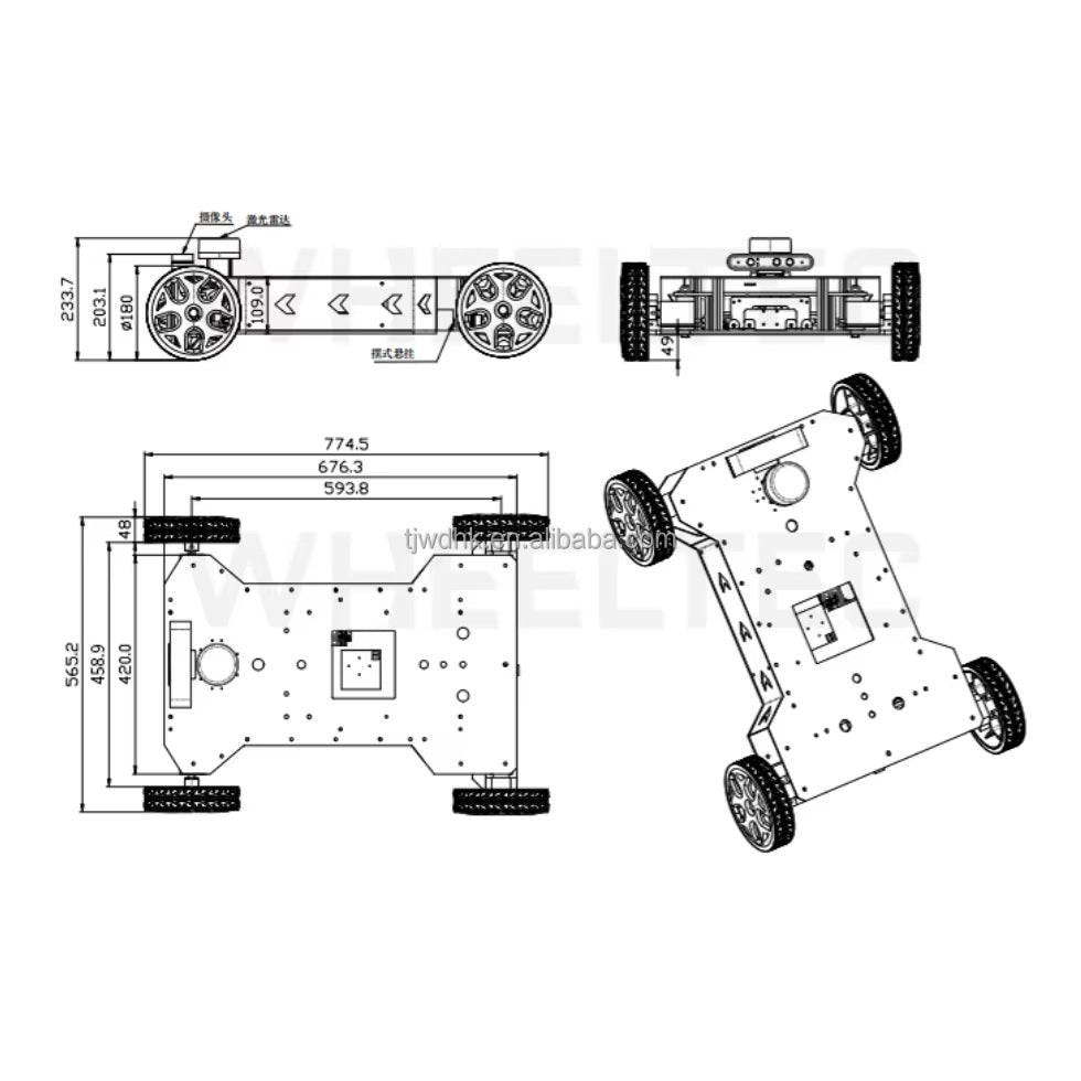 Chinese New Industrial Robots Wheeled Ackermann Chassis for Gear Construction Motor Farm Retail Industries