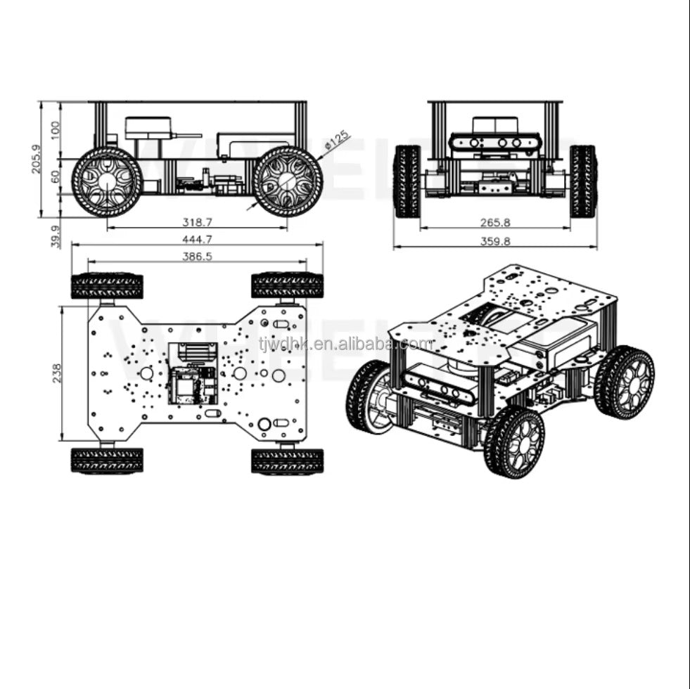 UGV 4WD Wheeled Chassis Robot Car Platform with Independent Suspension System Support Remote Control Driving